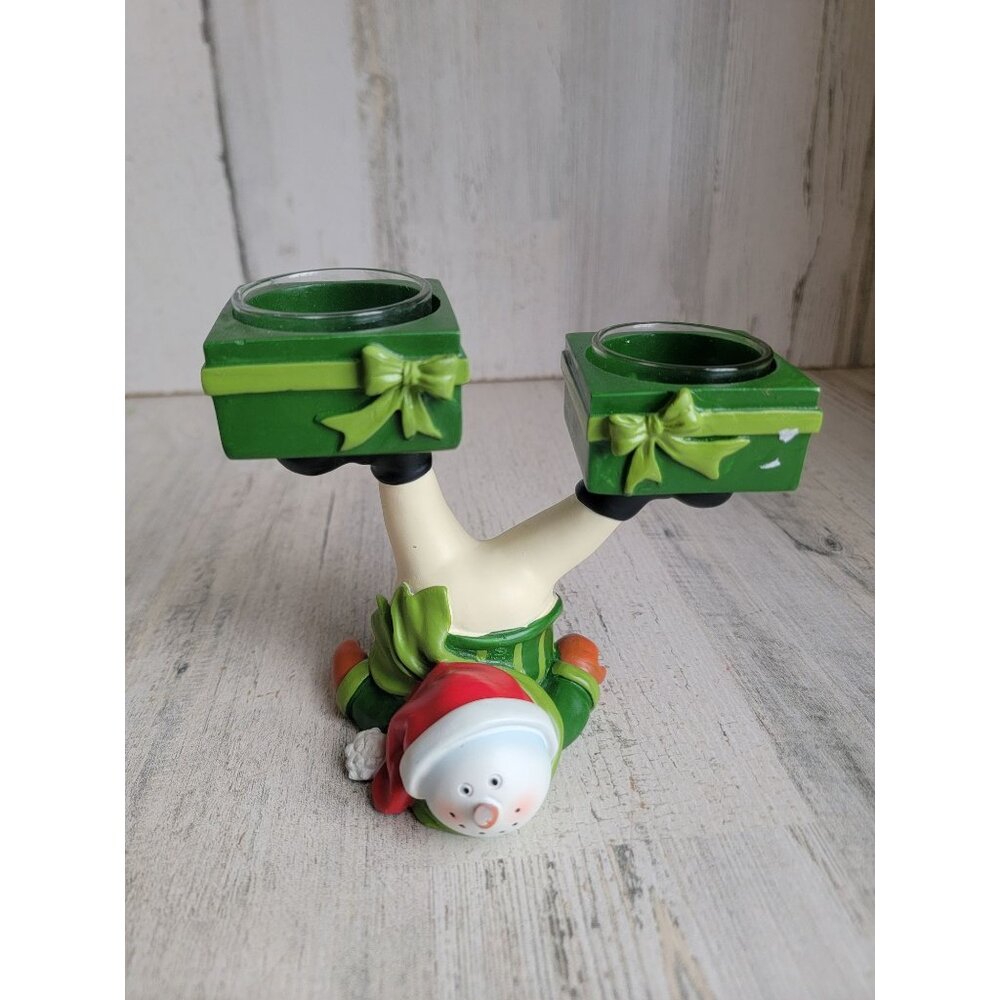 Yankee‎ candle Snowman gymnastics tealight holder AS IS Xmas home decor Candle